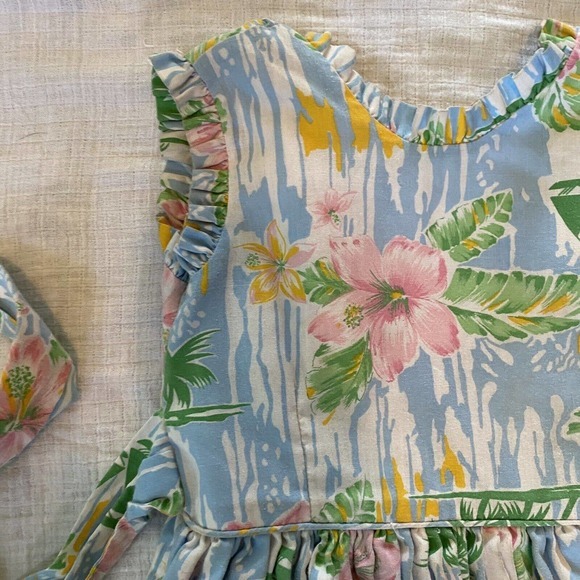 St James Carousel Collection Vtg Girls Dress 4 Tie Back Short Sleeveless Bright - Picture 2 of 8